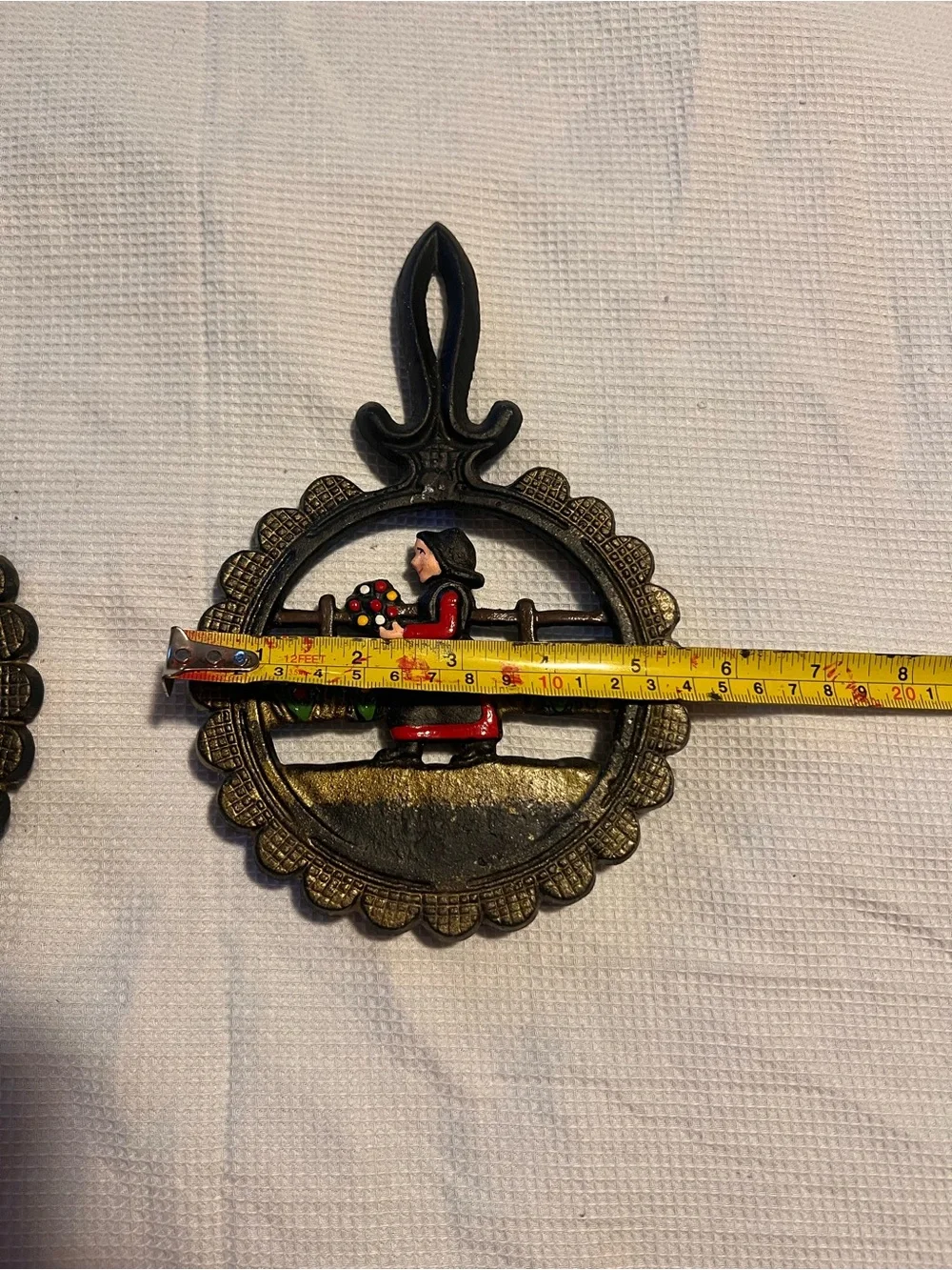Dalecraft Cast Iron Amish Trivets - Vintage Hand-Painted Folk Art Man & Woman